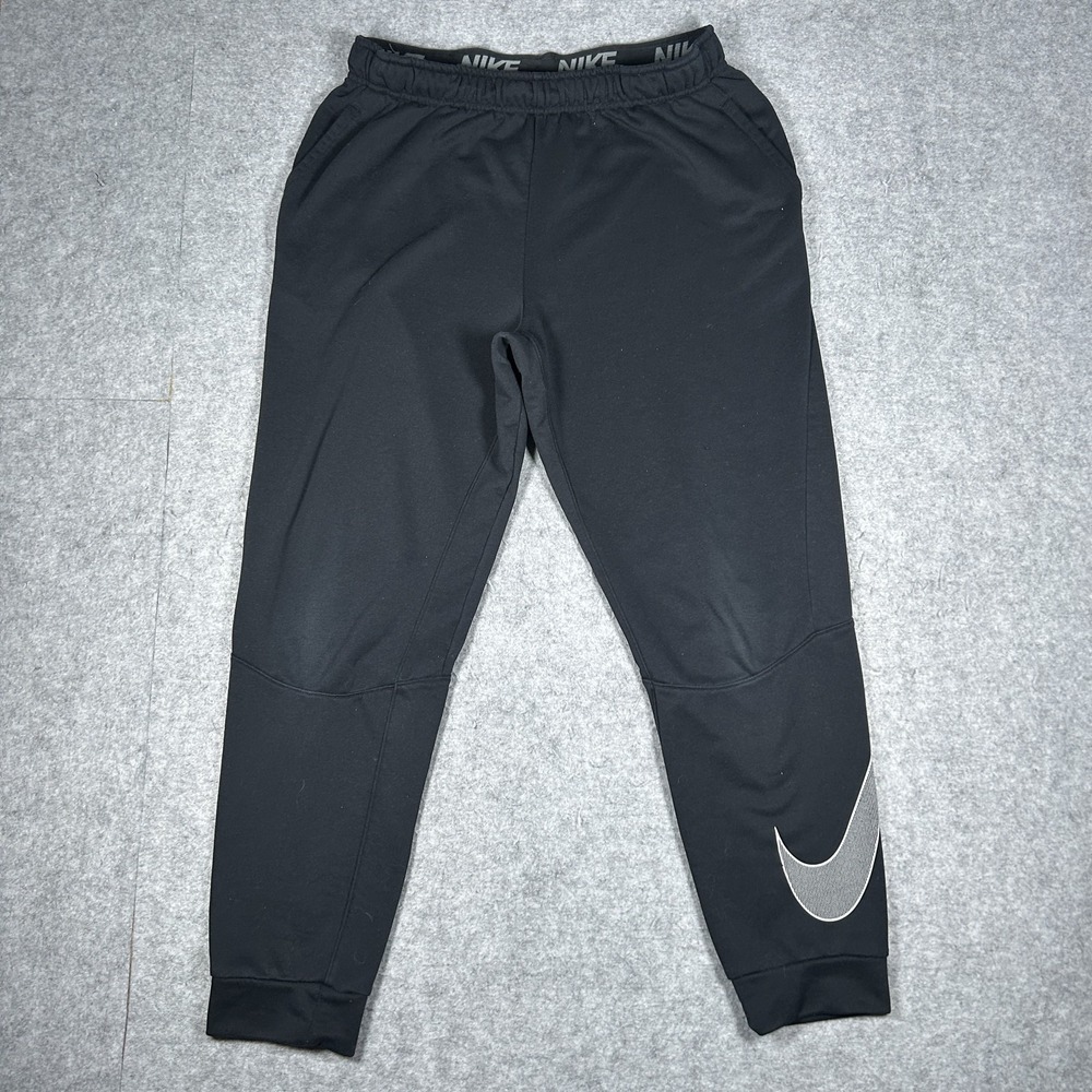 Nike Dri-FIT Sweatpants Mens Large(30x27) Black Joggers Swoosh Tapered Athletic
